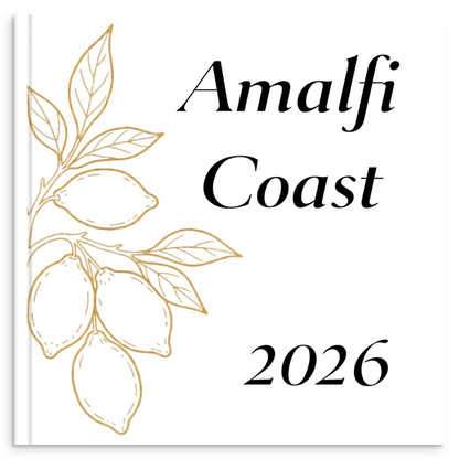 Amalfi Coast travel photo book with gold line illustration inspired by the Italian coastline