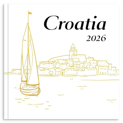 Croatia travel photo book with gold line illustration inspired by the Adriatic coast