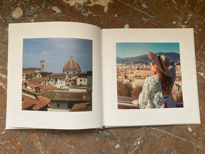 Interior two page spread of a There & Back Editions travel photo book