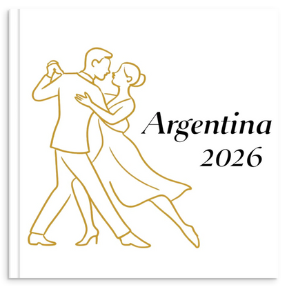 Argentina travel photo book with gold line illustration inspired by Argentine travel