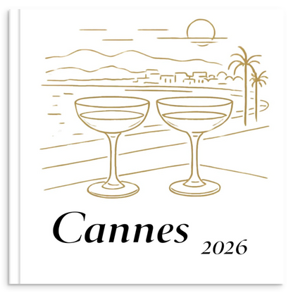 Cannes travel photo book with gold line illustration inspired by the French Riviera